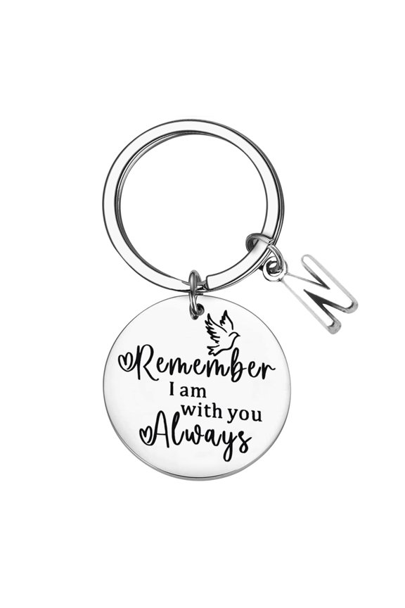 Stainless Steel Initial Keychain Gift for Mother's Day Father's Day and Friends Graduation Birthday Christmas Valentines Day Gifts with Inspirational Message Family Gifts (Letter-N)