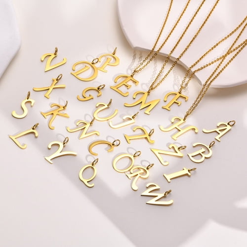Stainless Steel Initial Letter A-z Necklaces For Women Men
