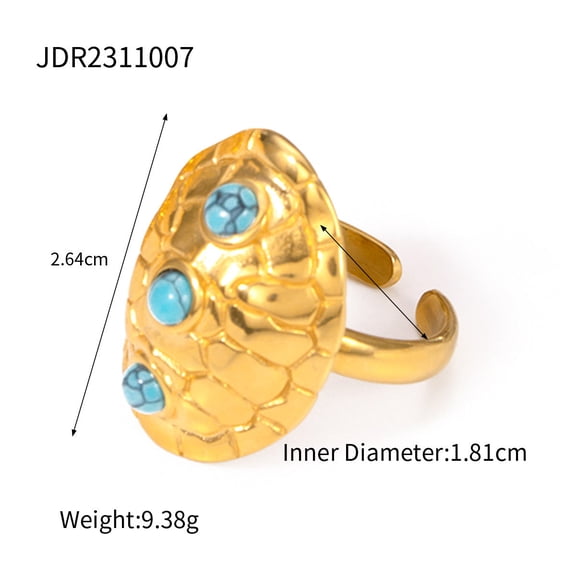 Women's Stainless Steel Ring Inlaid Turquoise Turtle Shell Ring Opening Design Women's Fashion Jewelry Stainless Steel Turtle Ring