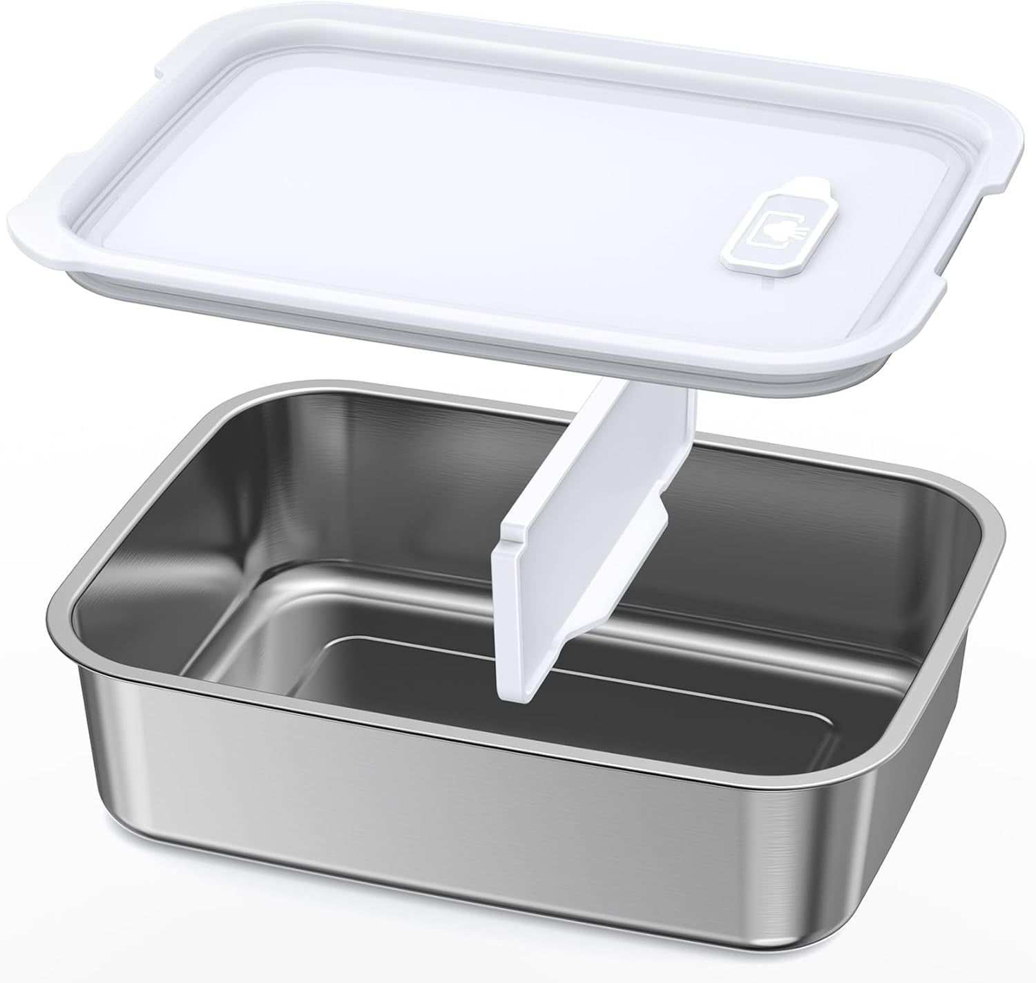 Stainless Steel Inner Pot with Lid for 5.5 Cups Cordless Electric Lunch Box, with Removable Tray Divider, Dishwasher Safe, Ideal for Multi-Meal Heating