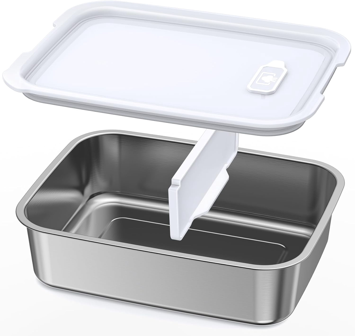 Stainless Steel Inner Pot with Lid for Cordless Electric Lunch Box, 5.5 Cups Capacity, with Removable Tray Divider, Dishwasher Safe, for Heated Lunch Box Battery,for Hot Meals On The Go