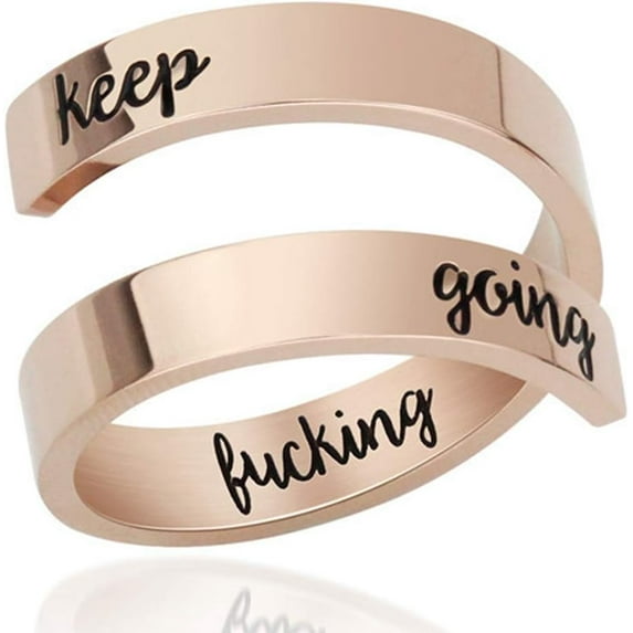 Stainless Steel Inspirational Mantra Graduation Encouragement Wedding Statement Ring