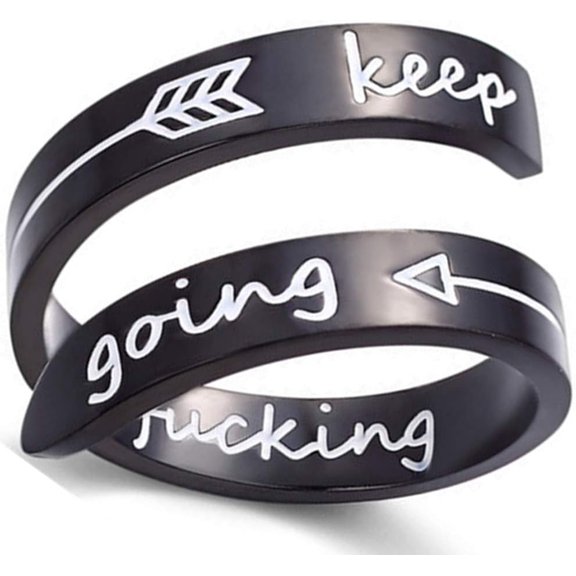 Stainless Steel Inspirational Mantra Graduation Encouragement Wedding Statement Ring