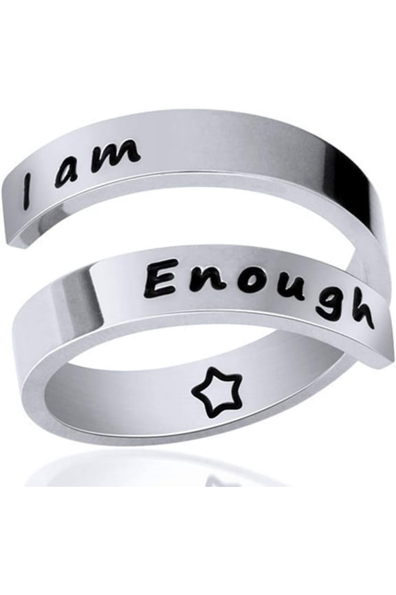 Stainless Steel Inspirational Mantra Graduation Encouragement Wedding Statement Ring