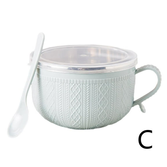 Stainless Steel Instant Noodle Bowl Rice Bowl Soup Bowl With Lid and Handle U6P0