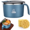 thumbnail image 1 of Stainless Steel Instant Noodle Cooker, 900ML Capacity Lunch Bowl with Lid, Double Layer Soup Bowl, Thermal Lunch Box Container for Home, Kitchen, Office (Blue), 1 of 4