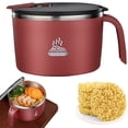 thumbnail image 1 of Stainless Steel Instant Noodle Cooker, 900ML Capacity Lunch Bowl with Lid, Double Layer Soup Bowl, Thermal Lunch Box Container for Home, Kitchen, Office (Red), 1 of 5