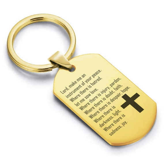 Stainless Steel Instrument of Your Peace Prayer Dog Tag Keychain Circle Ring