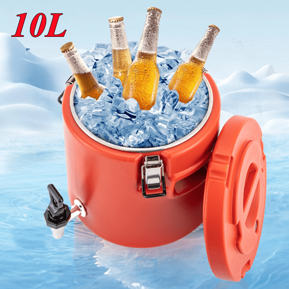 Stainless Steel Insulated Beverage Dispenser Insulated Thermal Hot and Cold Milk Red Portable