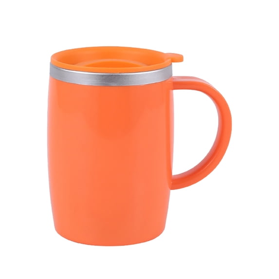 Stainless Steel Insulated Coffee Mug with Handle, Double Walled Vacuum Travel Cup with Lid, Durable Reusable Thermal Coffee Cup, Portable Coffee Tumbler for Home Office Work, 1Pc(Orange,3.4x3.4x5.1")