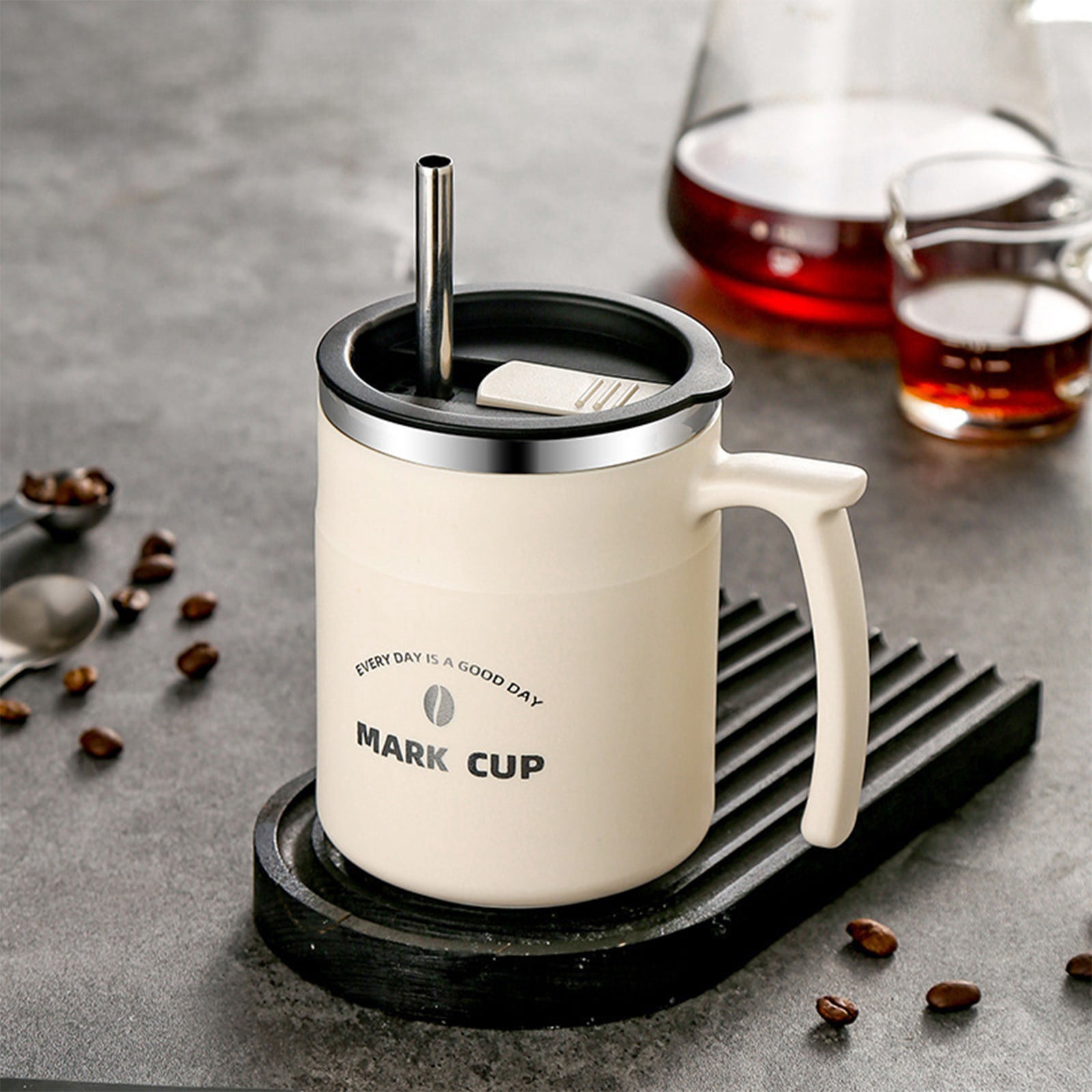 Stainless Steel Insulated Coffee Mug with Lid & Handle 16oz Double Wall  Vacuum Insulated Thermal Cup 304 Food-Grade for Hot & Cold Drinks Green ...