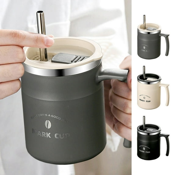 Stainless Steel Insulated Coffee Mug With Lid and Handle | Double Wall Thermal Travel Cup | 16oz 480ml | 304 Food Grade | Spill Resistant | Home Office Outdoor | Green | Easy Clean