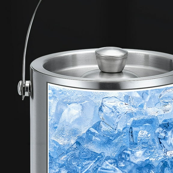 Stainless Steel Insulated Ice Bucket Wine Beer Champagne Cooler Double Walled Sliver 2.0L