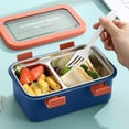 thumbnail image 1 of Stainless Steel Insulated Lunch Box 2-Compartment • Leakproof Bento Box for Adults • Orange Portable Meal Container • Lightweight Food Divider • Office Lunch Tote, 1 of 6