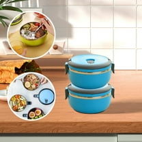 Stainless Steel Insulated Lunch Box, 700ml Circular Bento Container for Office Workers & Students, Portable Meal Prep Container with Fresh-Keeping Design