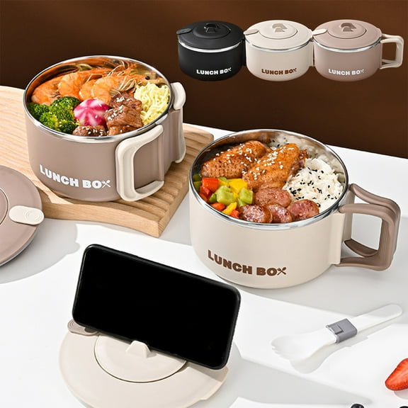 Stainless Steel Insulated Lunch Box, Bento Food Carrier, Leakproof Non Toxic, Eco Friendly, For Office Pupil, Daily Commute Use, Reusable Food Container Akmoler | Black