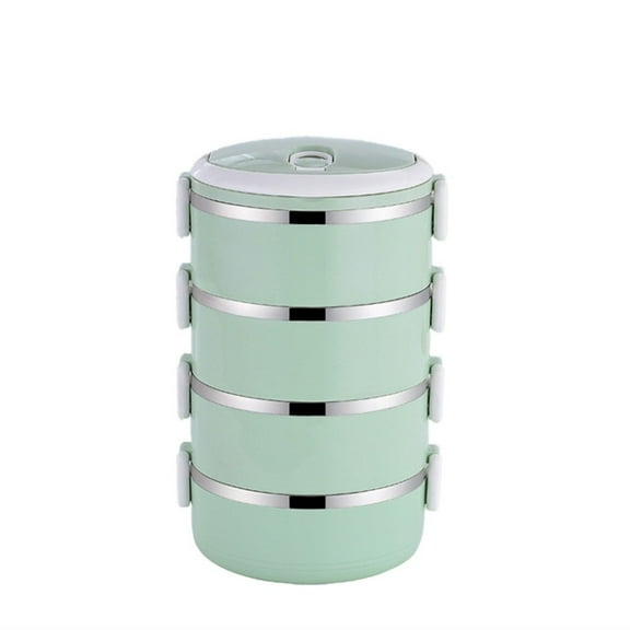 Stainless Steel Insulated Lunch Box Stacking Food Containers/ Stainless Steel Lunch Box Green 4 Layers