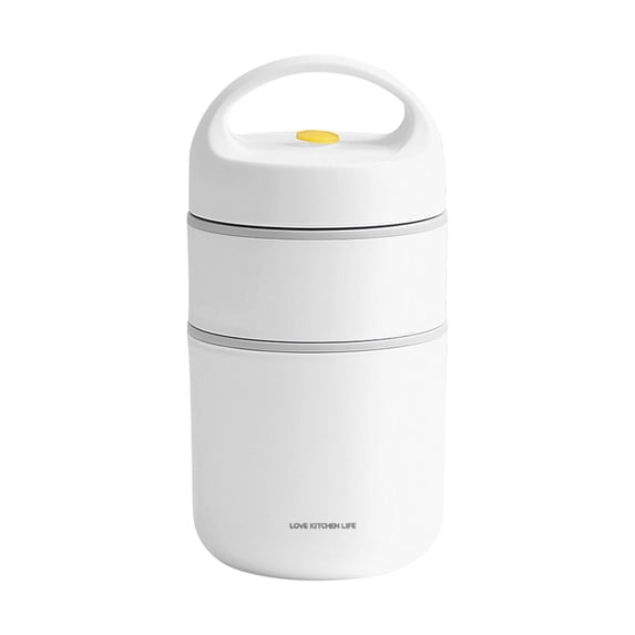 Stainless Steel Insulated Lunch Box with Foldable Spoon, Portable Double Breakfast Cup, Keep Food Warm or Cold, Durable Food Storage Container