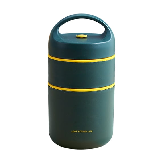 Stainless Steel Insulated Lunch Box with Foldable Spoon, Portable Double Breakfast Cup, Keep Food Warm or Cold, Durable Food Storage Container