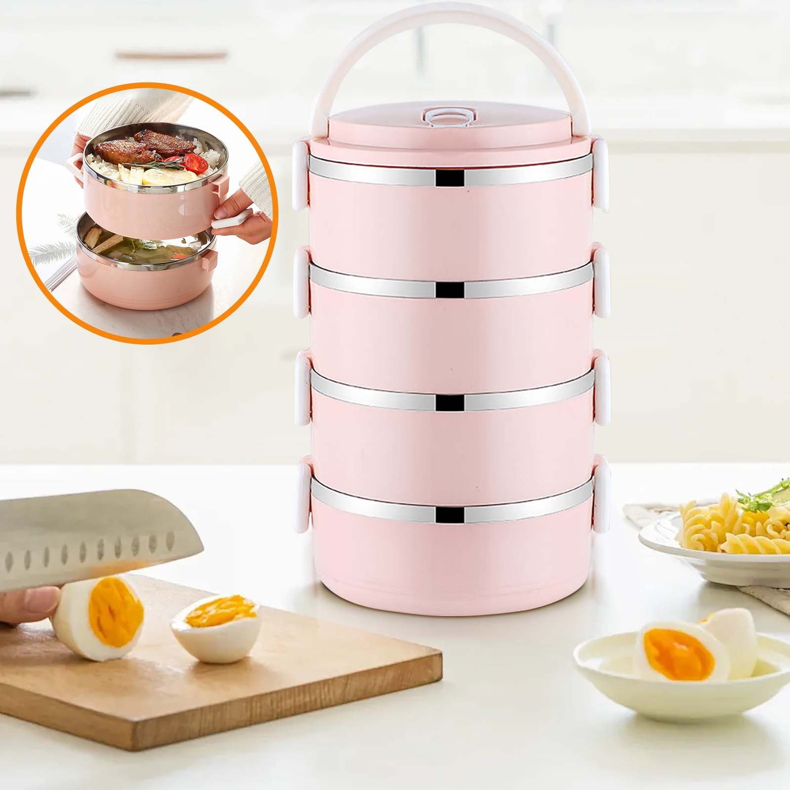 Cabilock Double-Layer Push Lid Food Cover - Stackable Plastic Dome For Plates, 26.5x26.5x24.5cm, White