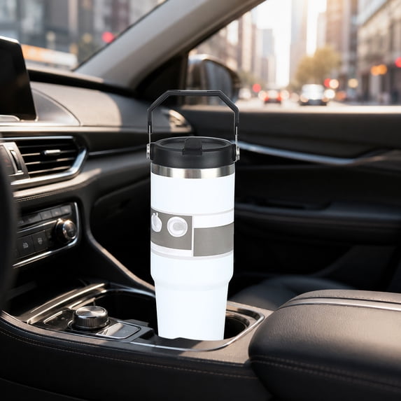 Stainless Steel Insulated Travel Mug Leakproof Lid Handle for Car Outdoor Work