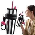 thumbnail image 1 of Stainless Steel Insulated Tumbler, Large Capacity Travel Mug with Straw and Lanyard, Double Wall Vacuum Cooler Cup for Car and Outdoor Use, 1 of 5