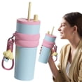 thumbnail image 1 of Stainless Steel Insulated Tumbler, Large Capacity Travel Mug with Straw and Lanyard, Double Wall Vacuum Cooler Cup for Car and Outdoor Use, 1 of 5