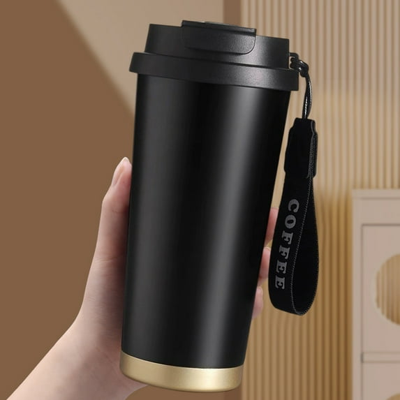 Stainless Steel Insulated Tumbler with Straw & Strap | 500ml Vacuum Insulated Coffee Cup | 304 Stainless Steel | 1-Pack | 9x9x19.5cm