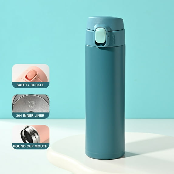 Stainless Steel Insulated Water Bottle with Handle, 450ml Double Wall Vacuum Insulation Cup, 12-Hour Hot/Cold Retention, Bounce Cover, Portable for Travel & Daily Use