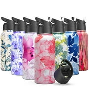 Stainless Steel Insulated Water Bottle - THILY Triple Insulated 32 oz Leakproof Wide Mouth Water Flask with Straw & Flip Lids, BPA Free, for Gym, Travel, Hiking