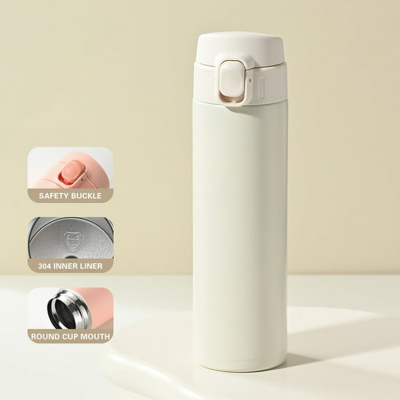 Stainless Steel Insulated Water Bottle with Handle and Flip Lid 12-Hour Cold Hot Temperature Retention 450ml Travel Cup 1 Count