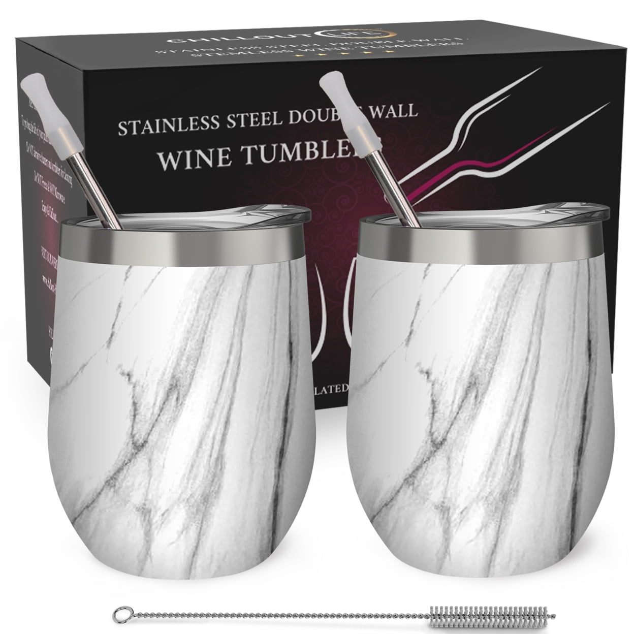 Custom 12oz Marble Wine Tumblers - 4Customize