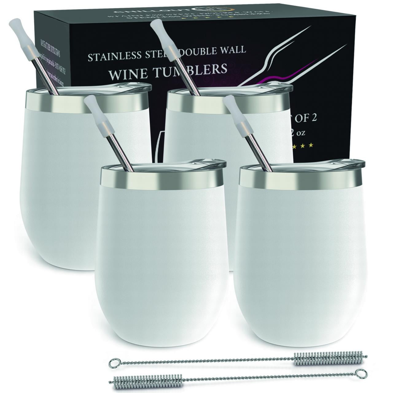 VEGOND Wine Tumblers Bulk 12 Pack, 12oz Stainless Steel Stemless Wine Glass  with Lids and Straws, Do…See more VEGOND Wine Tumblers Bulk 12 Pack, 12oz