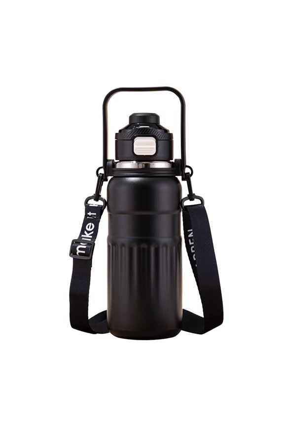 Stainless Steel Insulation Cup, Large Capacity Travel Mug, Double Drinking Spout with Locking Lid, Portable Handheld Strap and Detachable Straw, Leak Proof and Drop Resistant