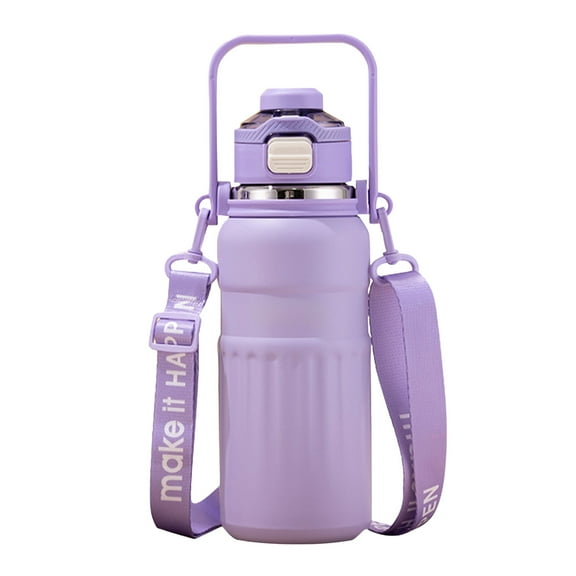 Stainless Steel Insulation Cup, Large Capacity Travel Mug, Double Drinking Spout with Locking Lid, Portable Handheld Strap and Detachable Straw, Leak Proof and Drop Resistant