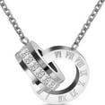 thumbnail image 1 of Stainless Steel Interlocking Circles Infinity Style Roman Numbers Wedding Statement Collar Necklace, 1 of 4