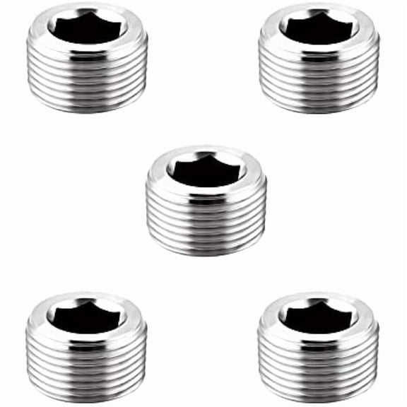 Stainless Steel Internal Hex Countersunk Male Thread Pipe Plug Connector, 3/8" NPT Male (pack of 5) Durable Pipe Tube Fitting Adapter Connector for Plumbing Industrial Water Gas Air Alignment Hig