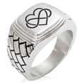 thumbnail image 1 of Tioneer Stainless Steel Intertwined Infinity Heart Geometric Pattern Step-Down Biker Style Polished Ring, 1 of 1