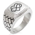 thumbnail image 1 of Tioneer Stainless Steel Intertwined Infinity Heart Geometric Pattern Step-Down Biker Style Polished Ring, 1 of 1