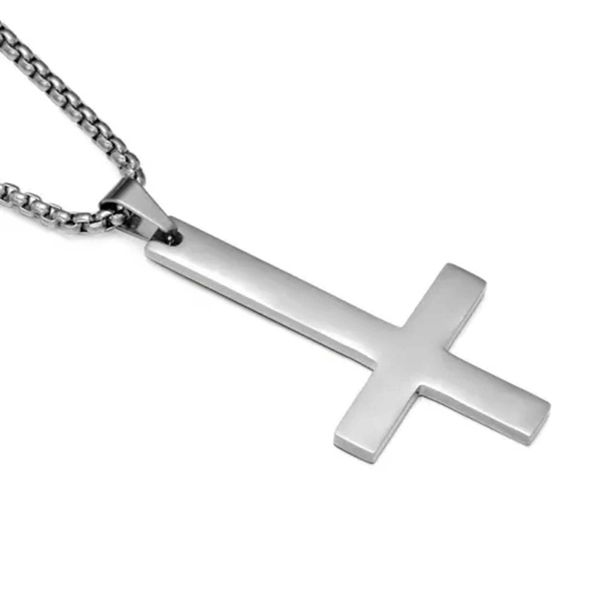 Stainless Steel Inverted Cross Pendant Necklace for Men Upside Down ...
