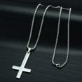 thumbnail image 1 of Stainless Steel Inverted Cross Pendant Necklace for Men Upside Down Cross Chain, 1 of 9