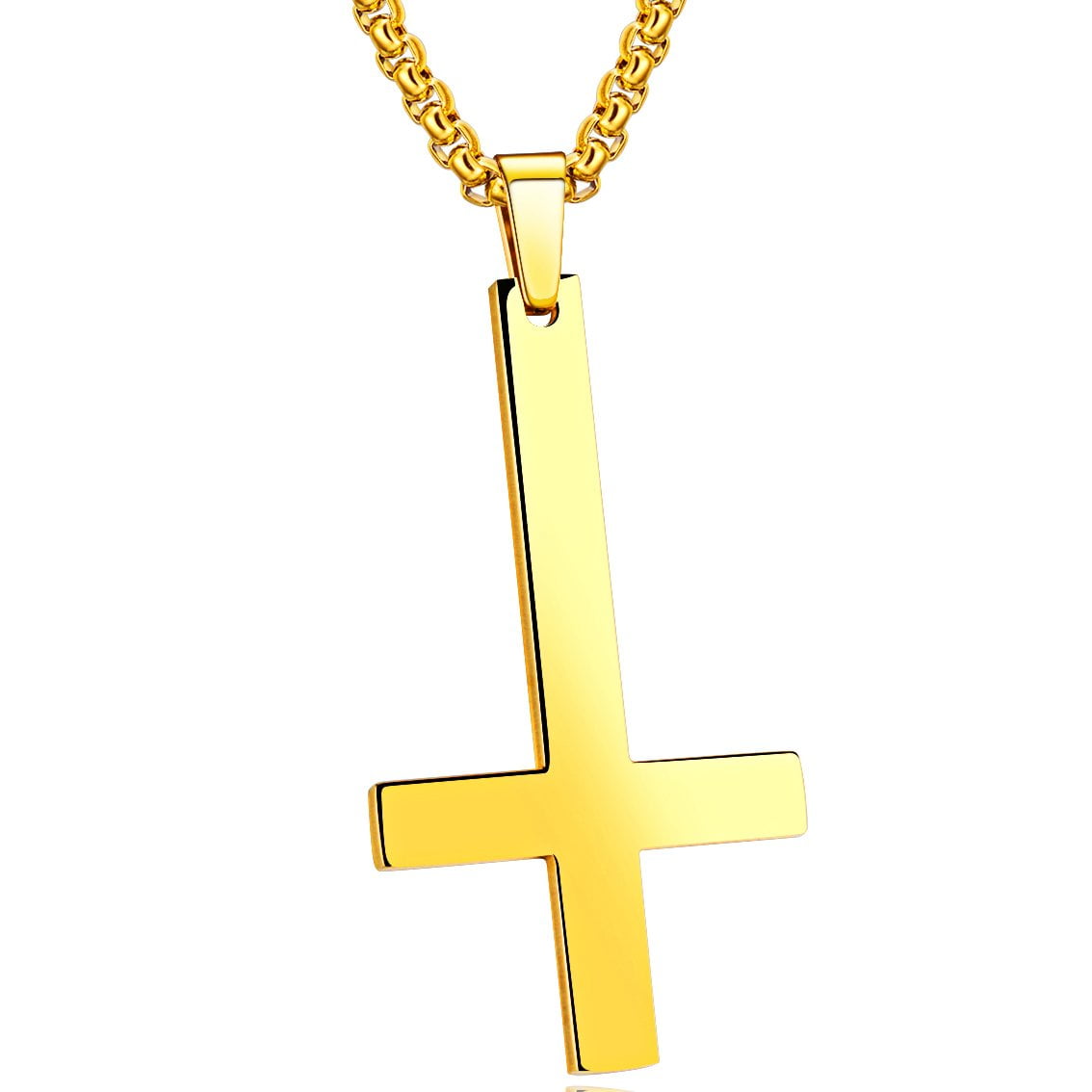 Stainless Steel Inverted Upside Down Cross of Saint Peter Pendant Necklace  for Men 