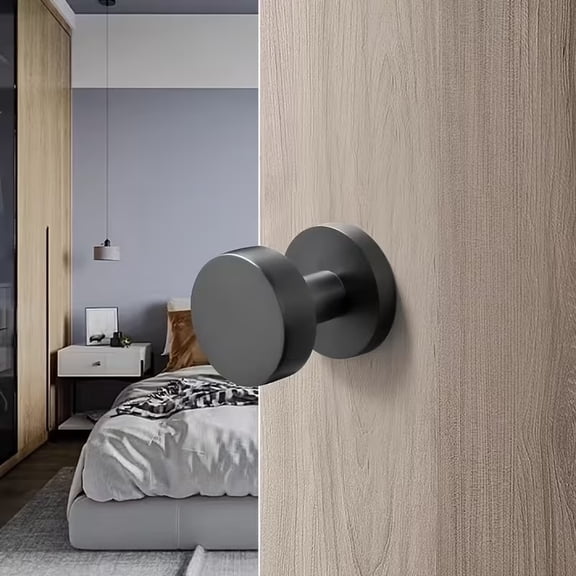 Stainless Steel Invisible Door Handle with Touch & Remote Control - Modern Black Round Design for Sliding Doors & Wardrobes