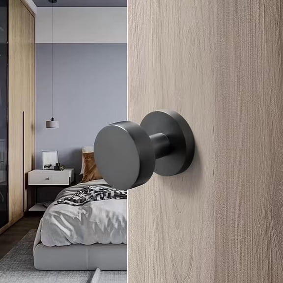 Stainless Steel Invisible Door Handle with Touch & Remote Control - Modern Black Round Design for Sliding Doors & Wardrobes