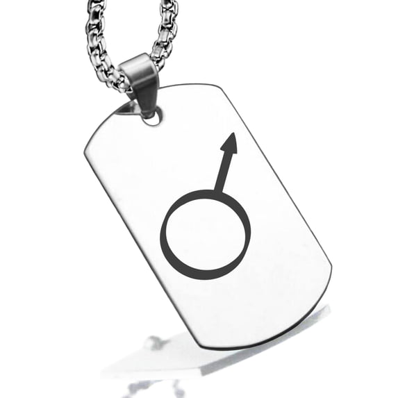 Stainless Steel Iron Alchemy Symbol Dog Tag Pendant Necklace