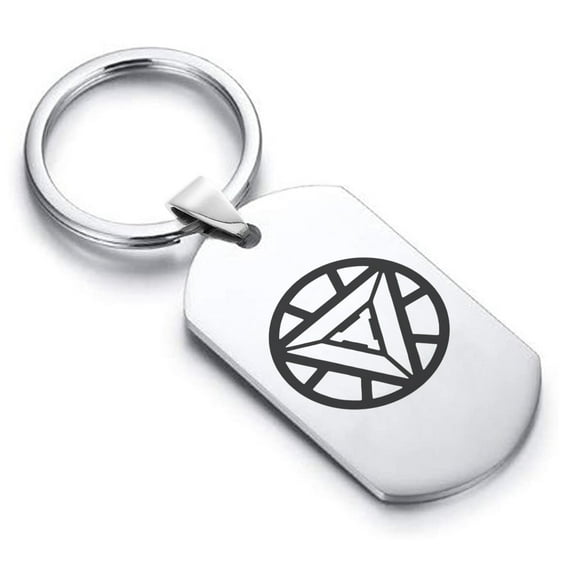 Stainless Steel Iron Man Dog Tag Keychain Circle Ring