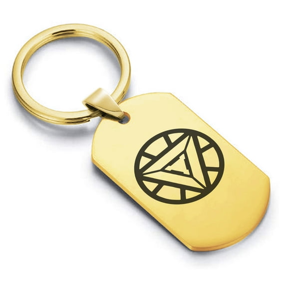 Stainless Steel Iron Man Dog Tag Keychain Circle Ring