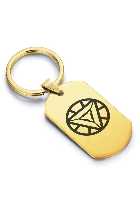 Stainless Steel Iron Man Dog Tag Keychain Circle Ring