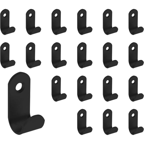 Stainless Steel J Hook, Sturdy Heavy Duty Picture Hanger,Wall Mounted Hook Hardware,Metal Mini Hook,20PCS Coat Hooks with Screws for Wall Frames (Black, 35 * 16mm/1.37 0.62") Black 35*16mm/1.37*0.62"