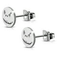 thumbnail image 1 of Stainless Steel Jack Skellington Cut-Out Round Circle Button Stud Post Earrings, 1 of 2